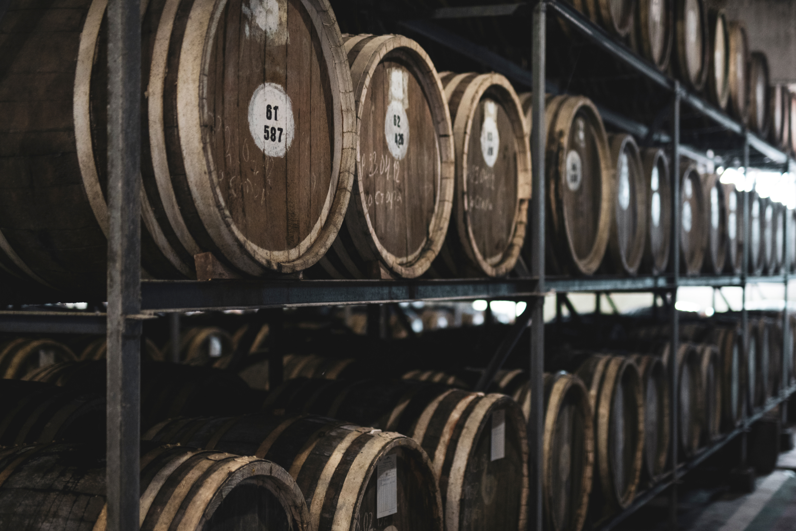 Bourbon Barrels in a Rickhouse
