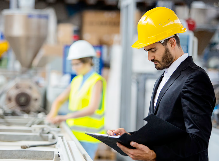 Manufacturing professional in a warehouse